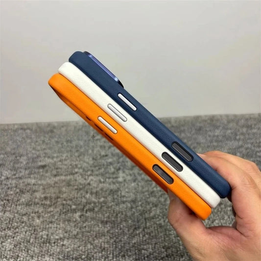 Luxury For MagSafe Wireless Charge PU Leather Phone Case For IPhone 17 Air Pro Max Magnetic Frosted Soft Silicone Protect Cover