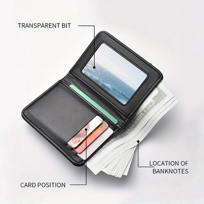Men'S Retro Imitation Faux Leather Card Holder - Elegant Black Horse Design - Slim And Soft with Various Card Slots, Wallet