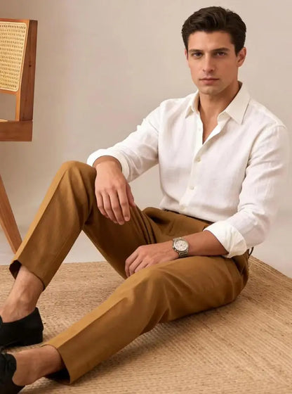 Premium Men's Pants Pleated Wide-Leg Dress Chinos Business Daily Office Versatile Formal Casual Trousers Banquet Wedding Summer