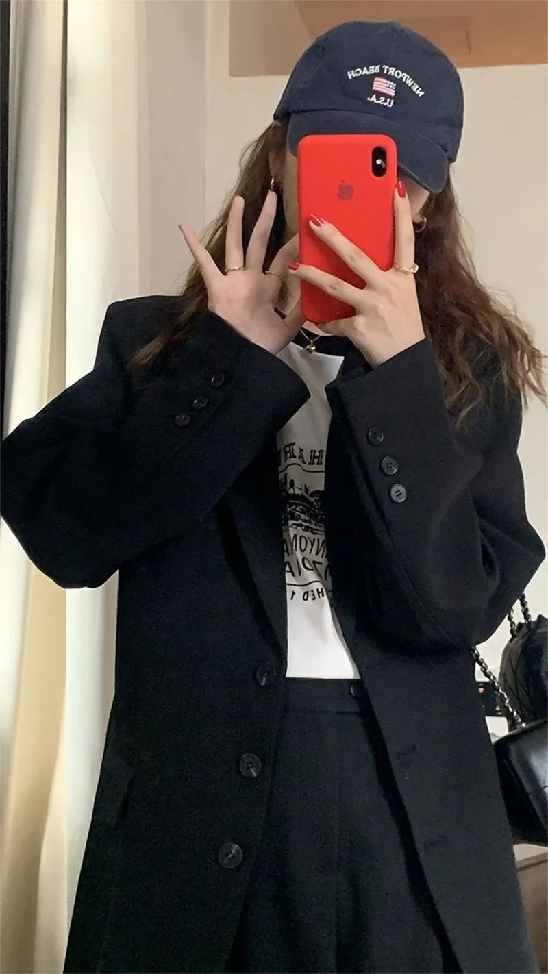 2025 New Spring Summer Elegant Office Lady Coat Loose Solid Thin Long Sleeved Women Blazer All-Match Casual Jacket