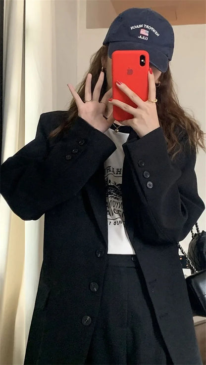 2025 New Spring Summer Elegant Office Lady Coat Loose Solid Thin Long Sleeved Women Blazer All-Match Casual Jacket