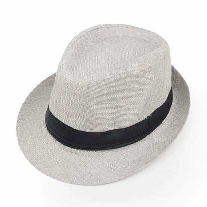 New Summer Linen Fedora Jazz Hat British Style Unisex Straw Hat Beach Sun Hat Sun Protection Korean Style Sun Hat
