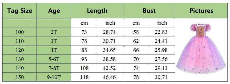 Girl Rapunzal Princess Dress Halloween Cosplay Ball Gown Party Costume Disguise Kids Outfit Children Clothes