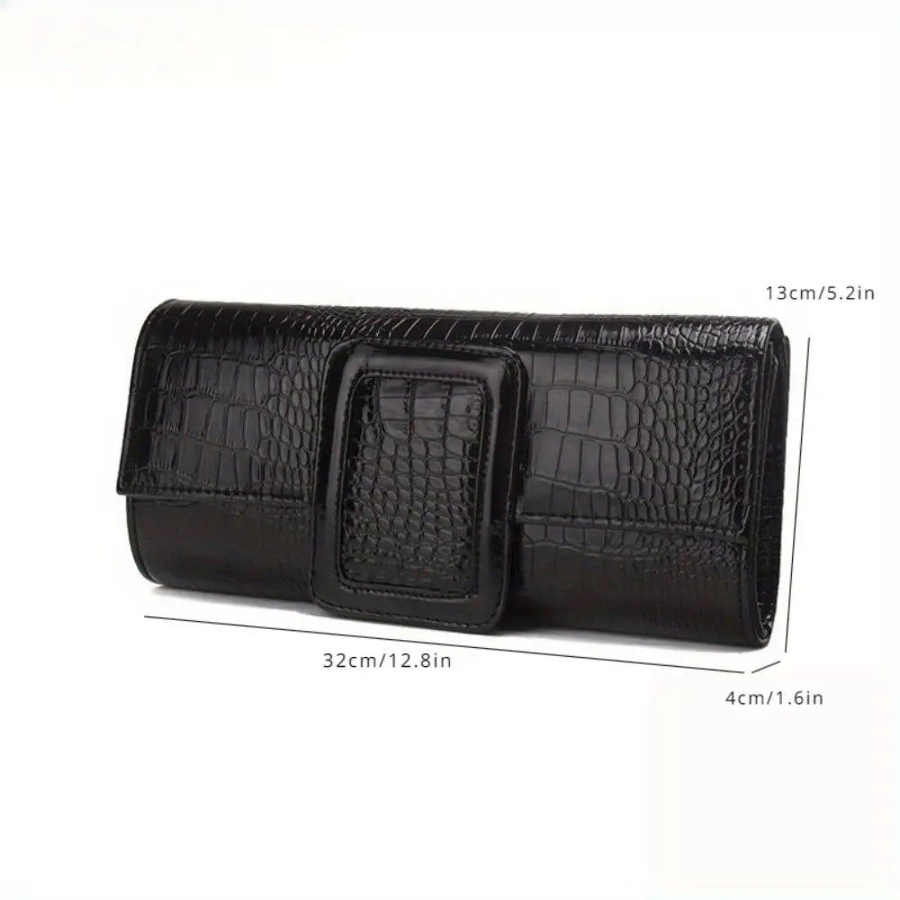 Women's Fashion Retro Handbag Large Capacity Crocodile Pattern Commuter Handbag