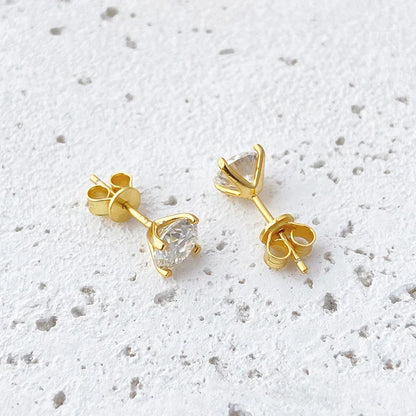 0.2-2CT Yellow Gold Color Moissanite Stud Earrings for Women Sparkling Classic Wedding Lab Diamond 925 Silver Earring