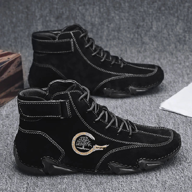Winter Men Boots Suede Leather With Fur Ankle Boots Men Leisure Boots Keep Warm Western Boots Men Casual Sneakers Bota Masculina