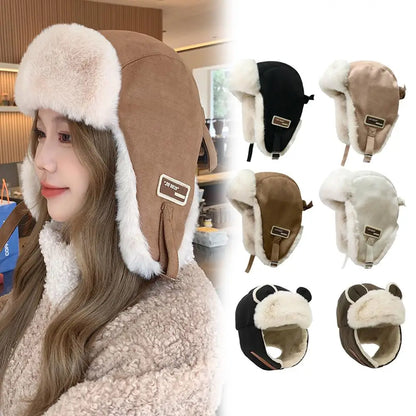 Thick Warm Russian Ushanka Fur Hat Fashion Male Female Winter Hat Black Grey Earflap Ski Russian Cap Bomber Hat Gifts
