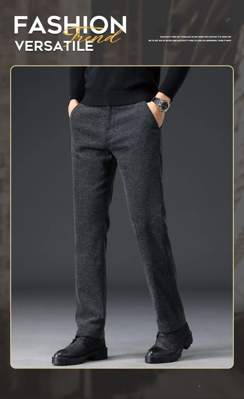 Men's Slim Fit Chenille Long Pants Advanced Business Casual Trousers Trend Autumn Comfortable Daily Wear Male Clothing
