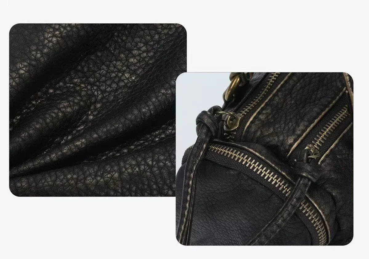 Vintage Women Handbags Small Satchel Top-handle Boston Bag PU Shoulder Bag Fashion Dumpling Pack Multi-pockets Shoulder Bags