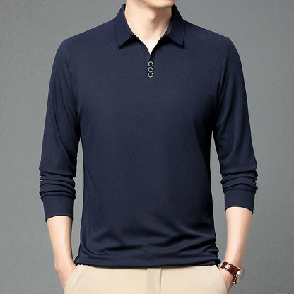High quality brand long sleeve men's polo shirt autumn fashion customization high-end slim fit top casual business T-shirt