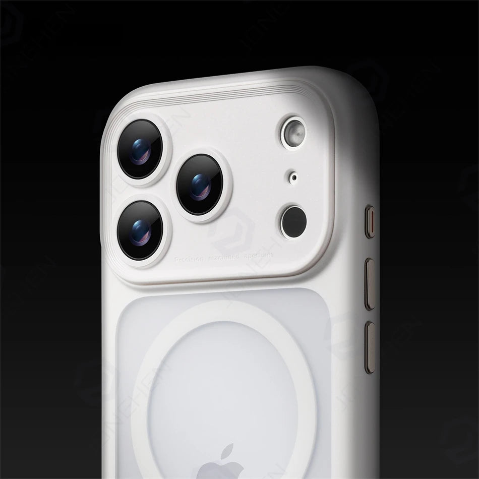 جراب خلفي برتقالي غير لامع ومقاوم للصدمات مع إطار عدسة كاميرا Magsafe قابل للفصل لهاتف iPhone 17Pro 17 Pro Max وزر الكاميرا