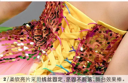 Summer Stage Princess Girls Casual Dresses Sequin Tutu Children Costume Robe Fille Party Baby Clothing Dance Kids Dress Vestidos
