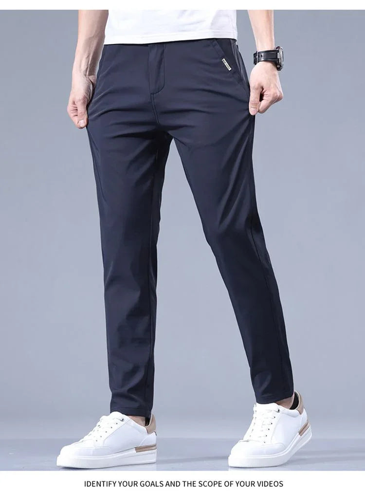 2026 Men's Summer Casual Pants Thin Ice Silk Men's Pants Fashion Straight  Elastic Men's New Pants Men's Pants