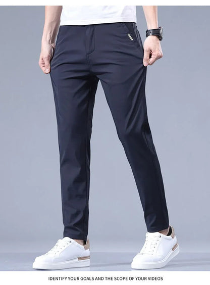 2026 Men's Summer Casual Pants Thin Ice Silk Men's Pants Fashion Straight  Elastic Men's New Pants Men's Pants