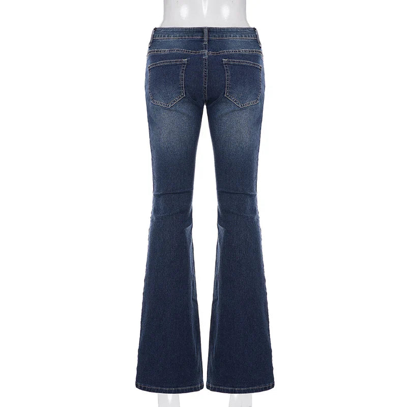 Y2k Low-Waist Slim Skinny Jeans Women's Casual Streetwear Denim Pants Vintage Aesthetic 2000s Trousers All match Outfit