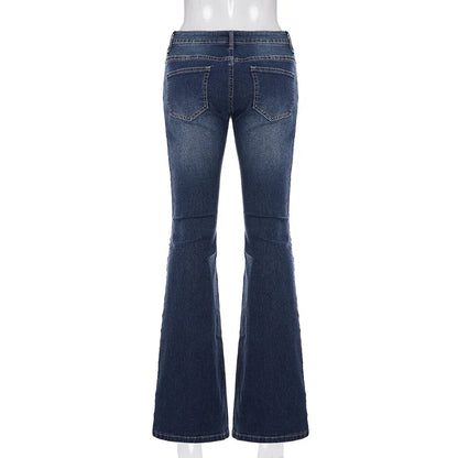Y2k Low-Waist Slim Skinny Jeans Women's Casual Streetwear Denim Pants Vintage Aesthetic 2000s Trousers All match Outfit