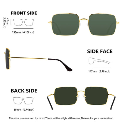 Polarized Sunglasses for Men XXL Size Extra Large Rectangular Metal Ultralight UV400 Protection Glasses 8812