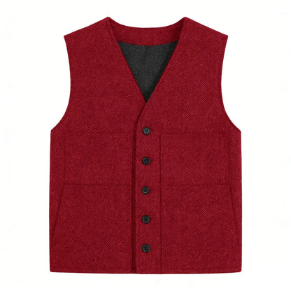 Men Vest Gray V Neck Herringbone Single Button Waistcoat For Wedding Birthday Banquet Party Business Work Daily Men Suit Vest