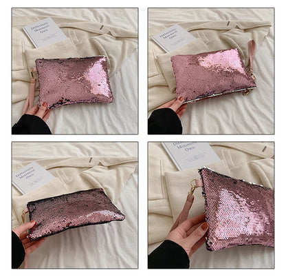 Fashion Women's Sequined Bling Handbag And Purse Small Wedding Party Evening Bag Lady Wristlet Clutch Bag Female Envelope Bag
