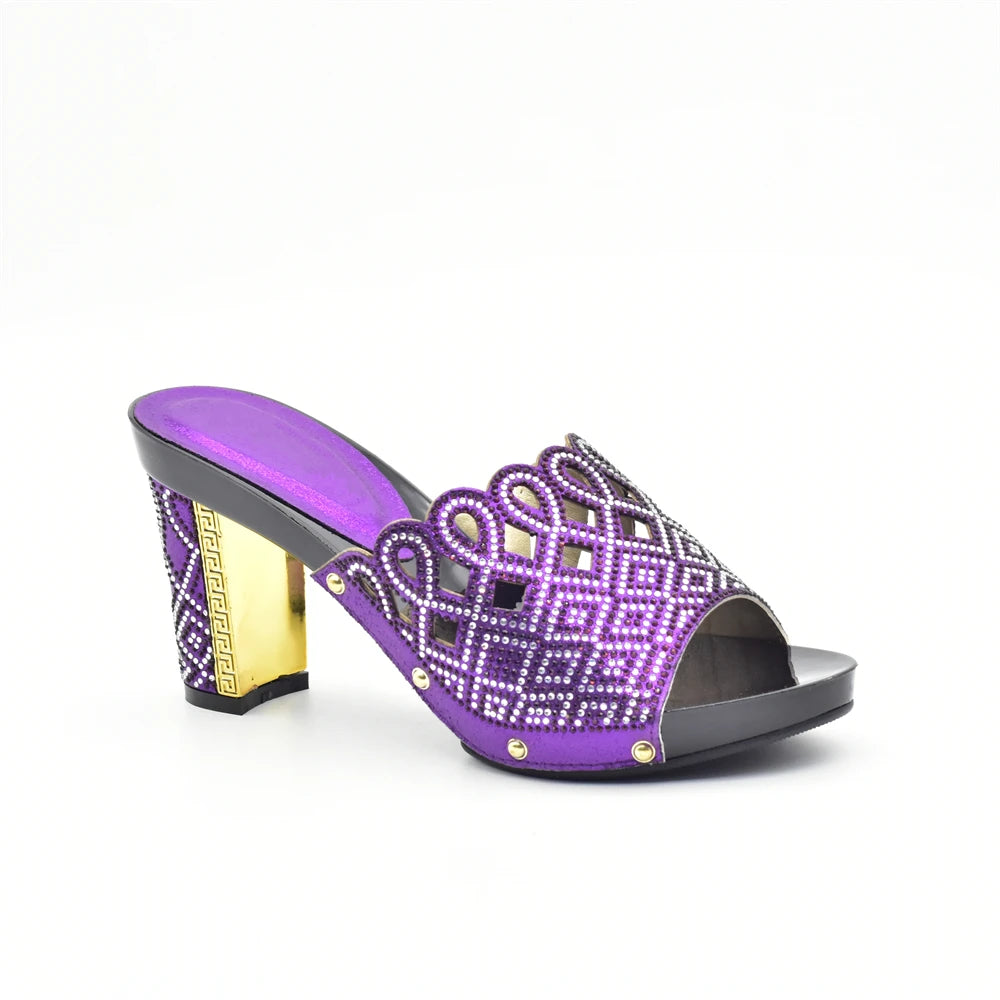 Italian Ladies Shoes and Bags To Match Set Decorated with Rhinestone Plus Size Shoes Women Heel Women Shoes and Bag Set In Italy