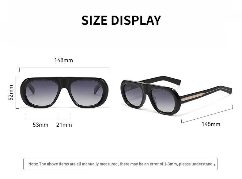 Vintage Pilot Rectangular Frame  Men Sunglasses Fashion Polarized Shades UV400 Women Trending Punk Sun Glasses INS Eyeglasses