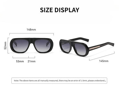 Vintage Pilot Rectangular Frame  Men Sunglasses Fashion Polarized Shades UV400 Women Trending Punk Sun Glasses INS Eyeglasses