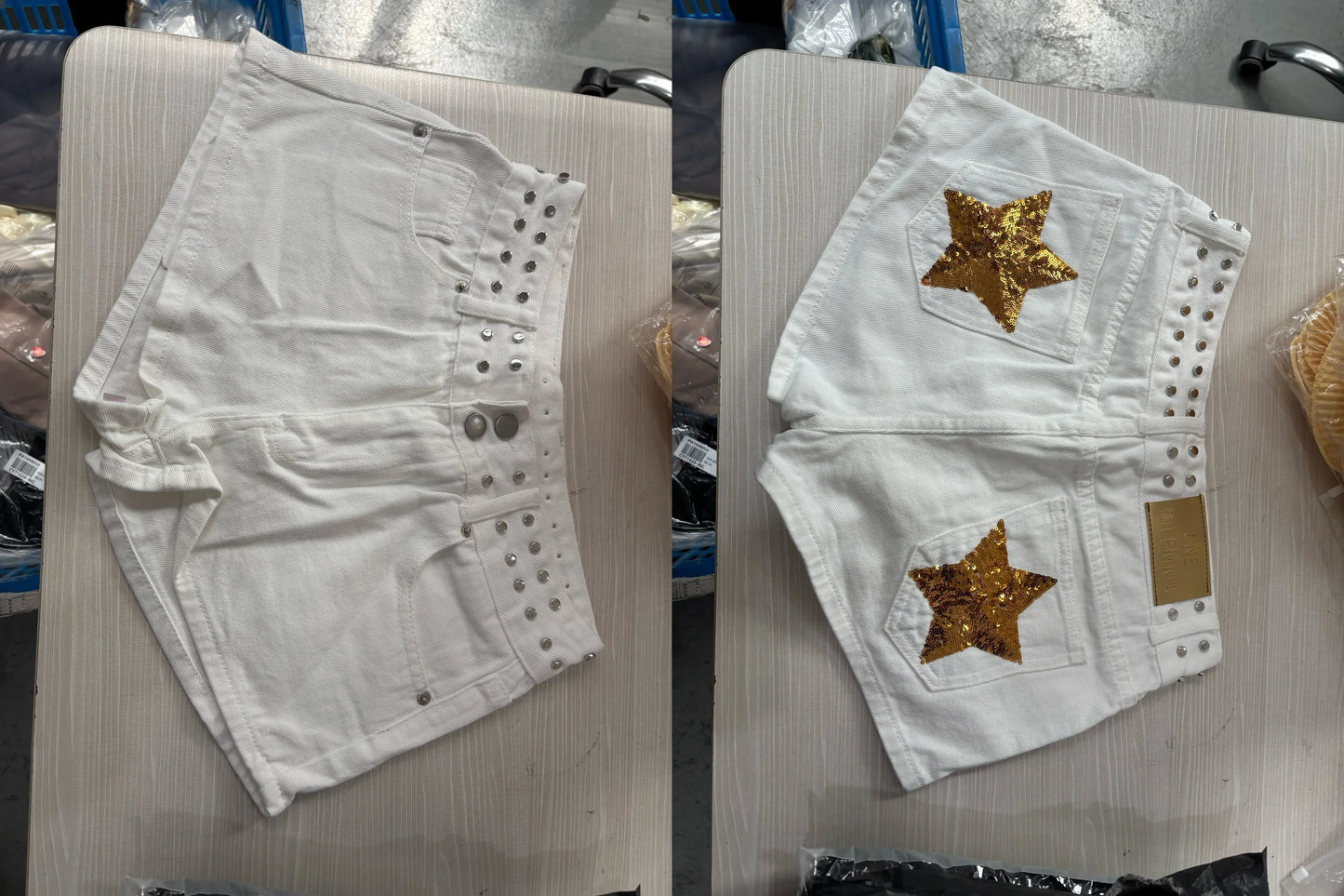 Y2k Fashion Women Jeans Five-pointed Stars Printed Pockets Rivets Zipper Female Denim Short Pant Vintage Streetwear 2026