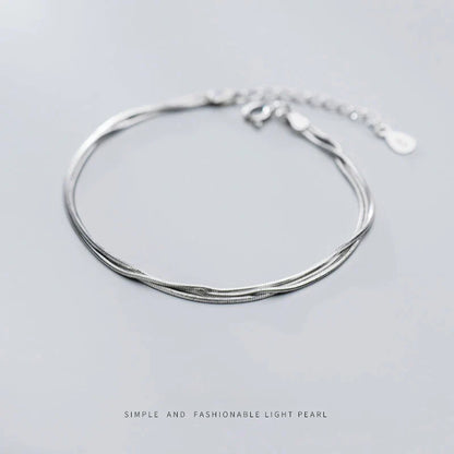 Simple Three Layer Snake Bone Chain for Women 925 Sterling Silver Fashion Link Chain Bracelet Fine Jewelry 2020 Design
