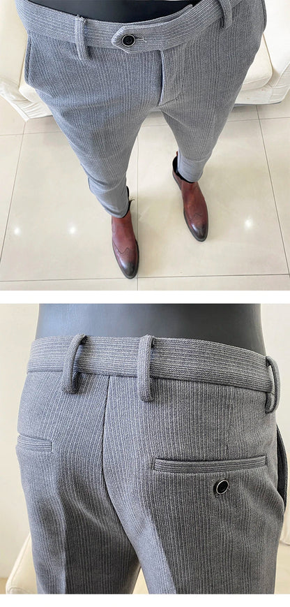 2025 Autumn Winter New Casual Woolen Suit Pants High Quality Slim Fit Dress Pants Men's Formal Business Office Social Trousers
