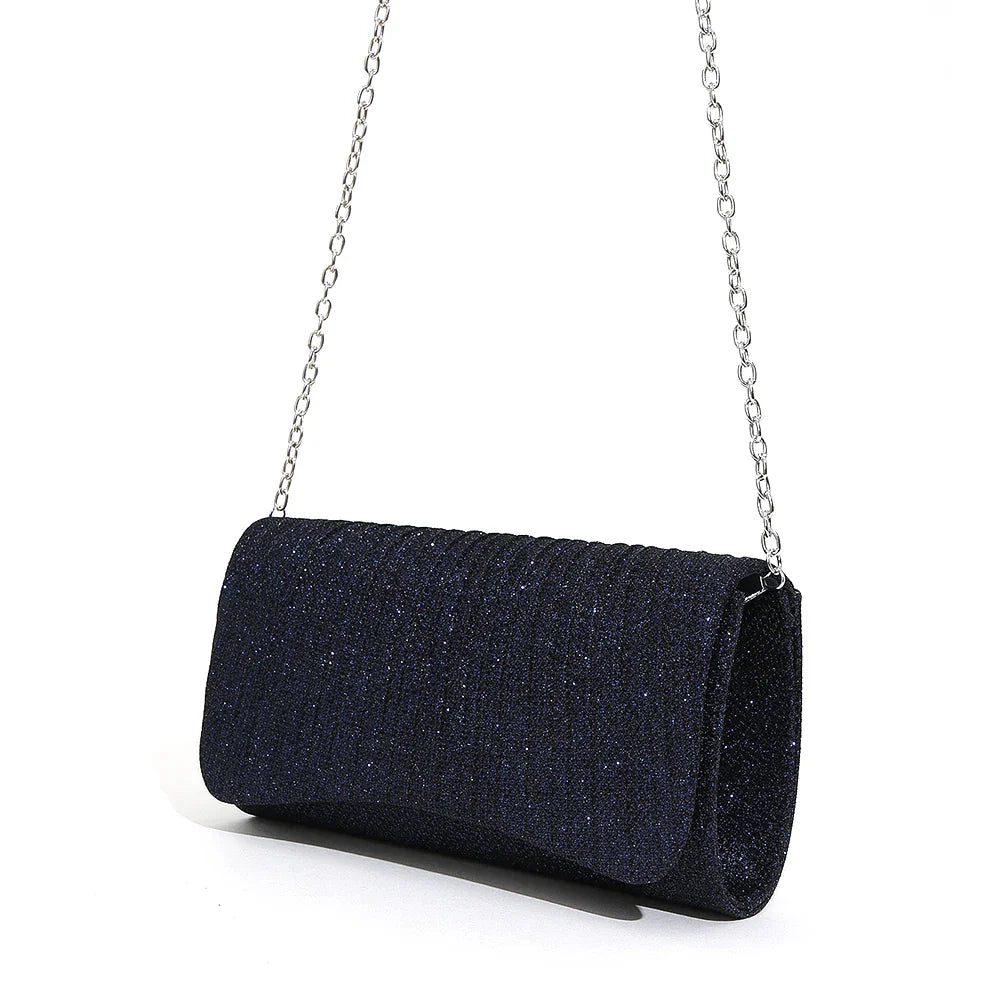Women Shiny Crossbody Bag Elegant Sparkle Shoulder Bags Clutch Bag Fashion Chain Tote Handbag Ladies Chic Evening Wedding Clutch