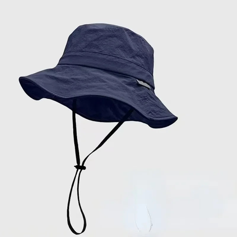 2026 Solid Color Sun Hats for Men Women Summer Outdoor Fishing Cap Wide Brim Anti-UV Protection Bucket Hat Hiking Fisherman Caps