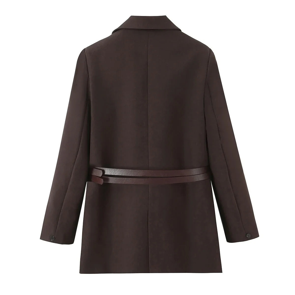 European and American Style New Women's Fashion Versatile Loose Casual Double Belt Slimming Gunlapel Blazer Coat