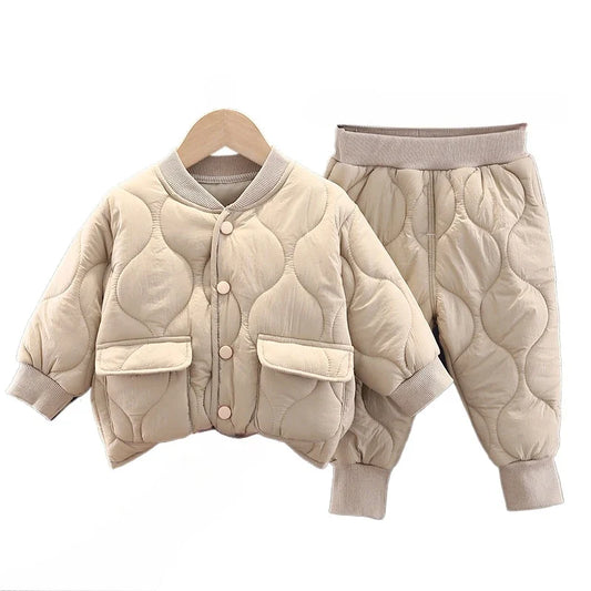 New Winter Baby Clothes Set Children Boys Thick Cotton Jacket Pants 2Pcs/Sets Infant Girls Clothing Toddler Coat Kids Tracksuits