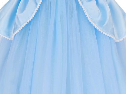 2026 Girl's Princess Cinderella Costume Classic Style Blue Ball Gown Dress Up with White Led Lights Outfit Dresses for Girls