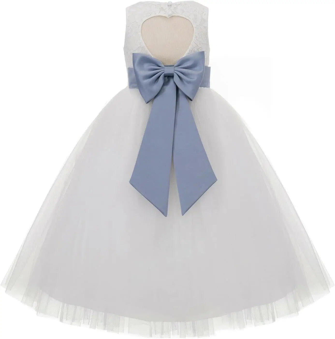 Ivory Floral Lace Heart Cutout Dress for Girls Junior Bridesmaid Pageant Gown Elegant Flower Girl Pageant Dresses