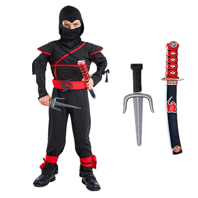 Black Ninja Costume Anime Ninja Toy Set Fighting Samurai Costume Mask Children's Holiday Best Gift