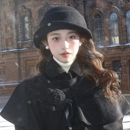 Women Elegant Party Formal Fedora Hat Winter Dome Basin Hat  Female Fashion Headwear