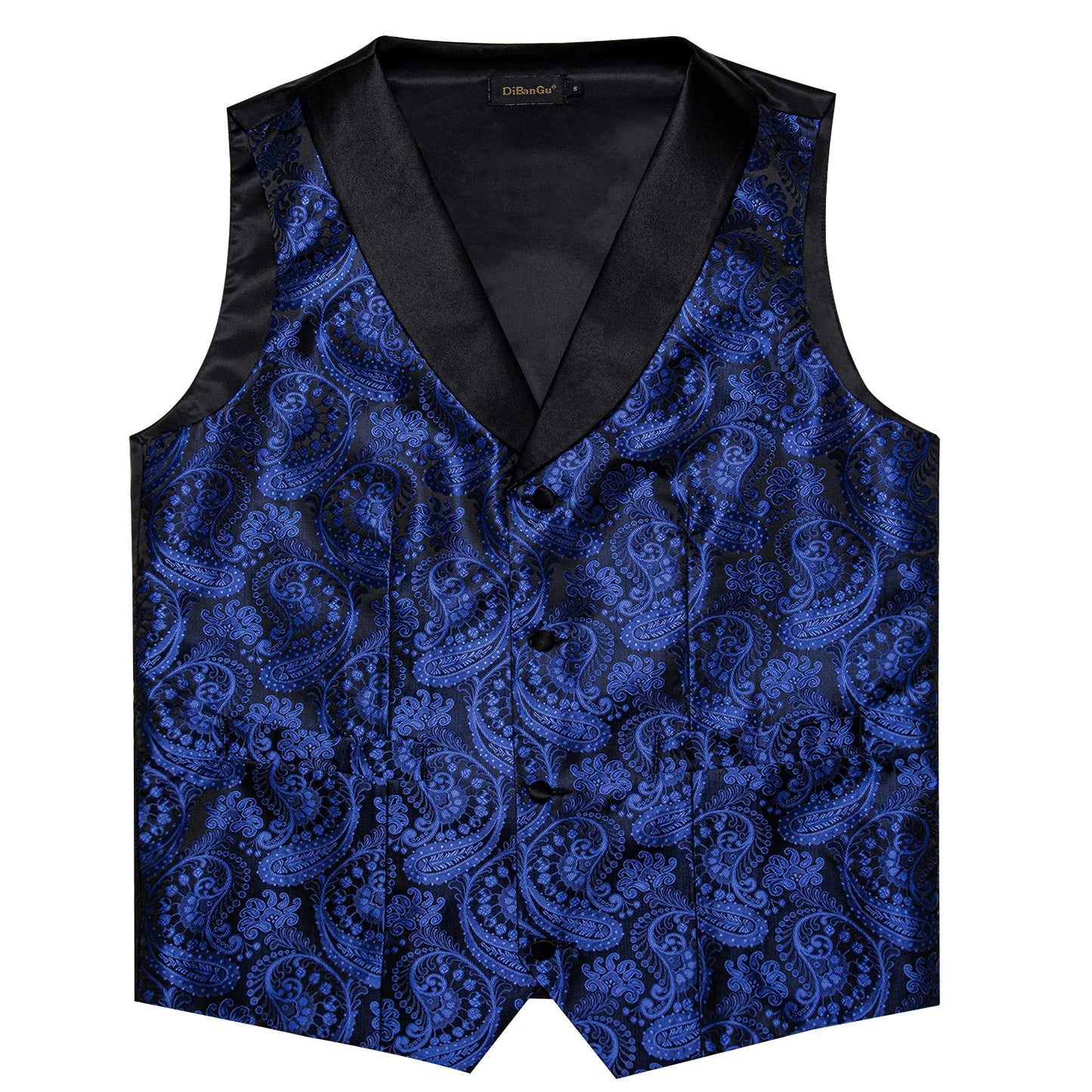 Retro Paisley Floral Full Set with Bowtie Pocket Square and Cufflinks Banquet Essential