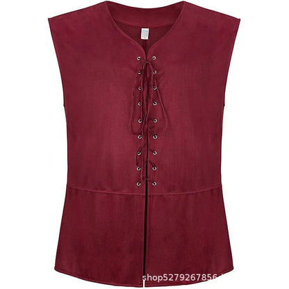 2025 Medieval Renaissance Pirate Gothic Steampunk Vest for Men, Multicolor Loose Plus Size Suede Fashion Men's Waistcoat,S-XXL