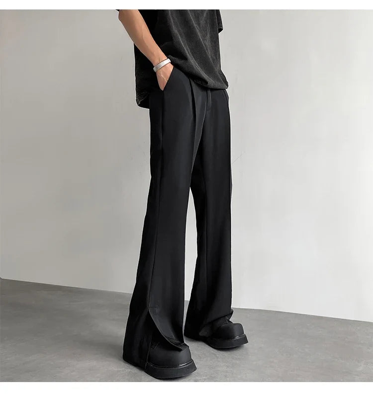Brown Black Suit Pants Men Fashion Social Mens Dress Pants Korean Loose Casual Flared Pants Mens Office Formal Trousers M-2XL