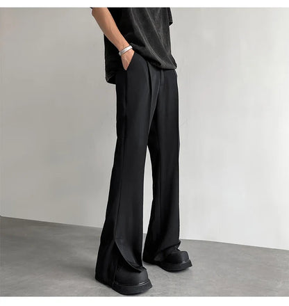 Brown Black Suit Pants Men Fashion Social Mens Dress Pants Korean Loose Casual Flared Pants Mens Office Formal Trousers M-2XL