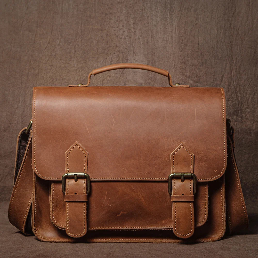 Retro Real Leather Messenger Bags Men and Women Shoulder Bag Natural Cowhide Crossbody Casual Handbag Luxury Cambridge Bags