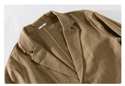 Y803 Spring Autumn Good Quality Linen Blazer For Men Business Casual Solid Color Simple Double Buttons Thin Male Suits Jackets