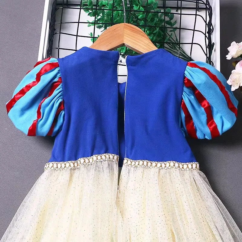 Kids Girl Snow White Dress Summer Short Sleeved Birthday Party Elsa Princess 2026 New Halloween Costume for Girls 2-8 Years Old