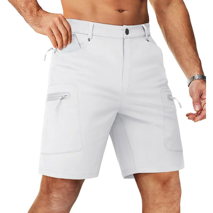 Summer Cargo Shorts Men's Quick Dry Hiking Fishing Shorts Multi-pockets Stretch Waist Casual Shorts Outdoor Male