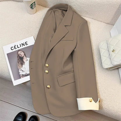 2026 New Temperament Commuting Suit Jacket Spring Autumn Women Blazers Notched Lapel Lined Design Sense Lady Suit Coats Trend