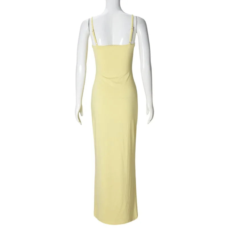 Trendix Women Slim Elegant Maxi Dress Summer Solid High Waist Long Suspender Dresses Vacation Party Sexy Backless Beach Dress
