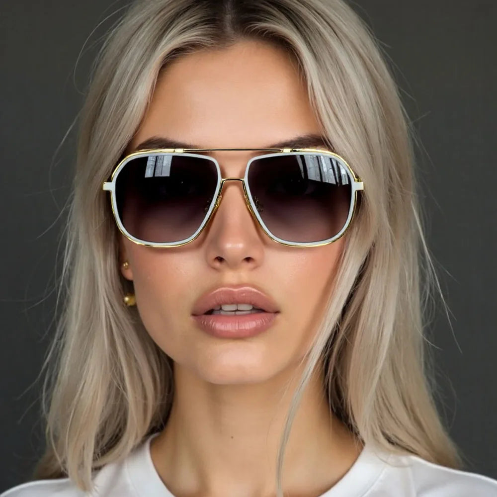 Fashion Sunglass Men Vintage Sunscreen Oversized Sunglasses Women Trendy Metal Glasses Gafas De Sol Hombre Lunette Soleil Femme