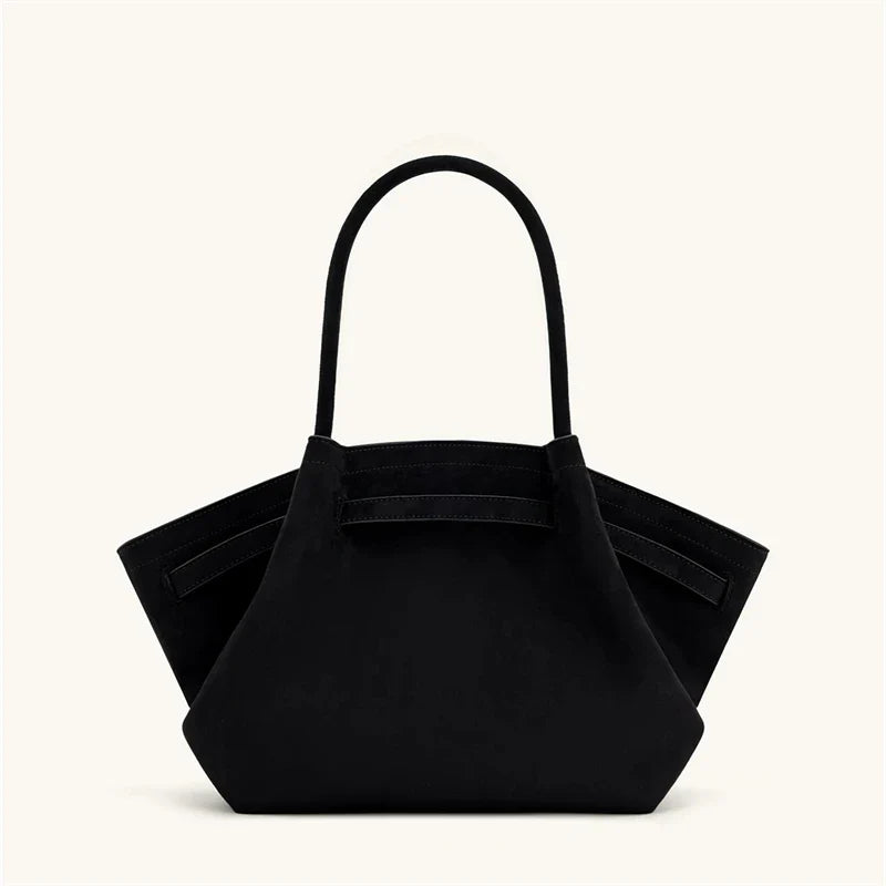 Women's High Quality Vintage Dumpling Bag Black Faux Suede, Vegan Leather Crossbody Shoulder Tote Handbag for Everyday