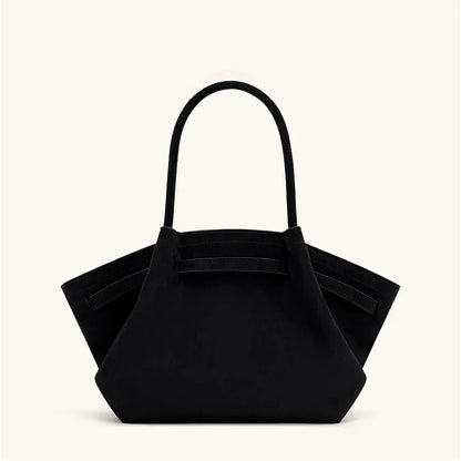 Women's High Quality Vintage Dumpling Bag Black Faux Suede, Vegan Leather Crossbody Shoulder Tote Handbag for Everyday